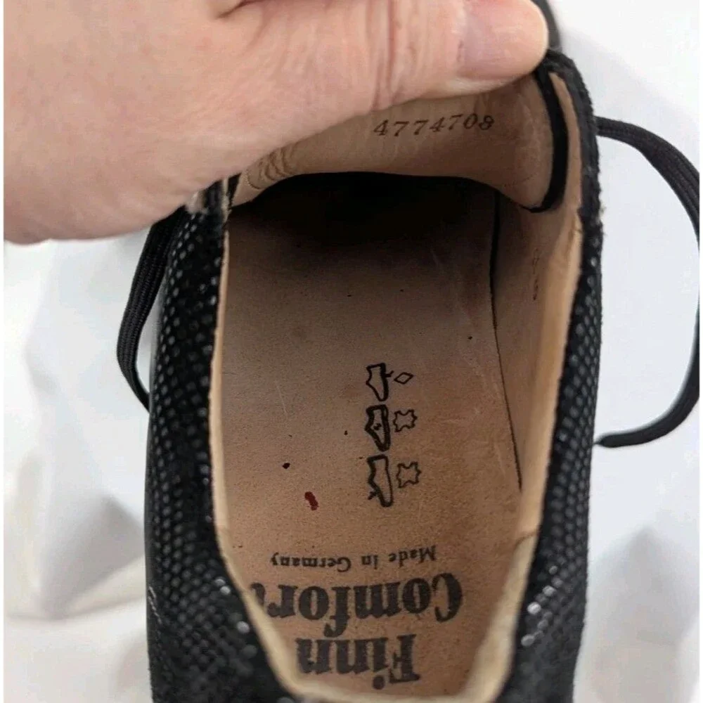 Finn Comfort Soho Sneakers Womens 39 US 8 Black Minipoint Nappa Leather Shoe